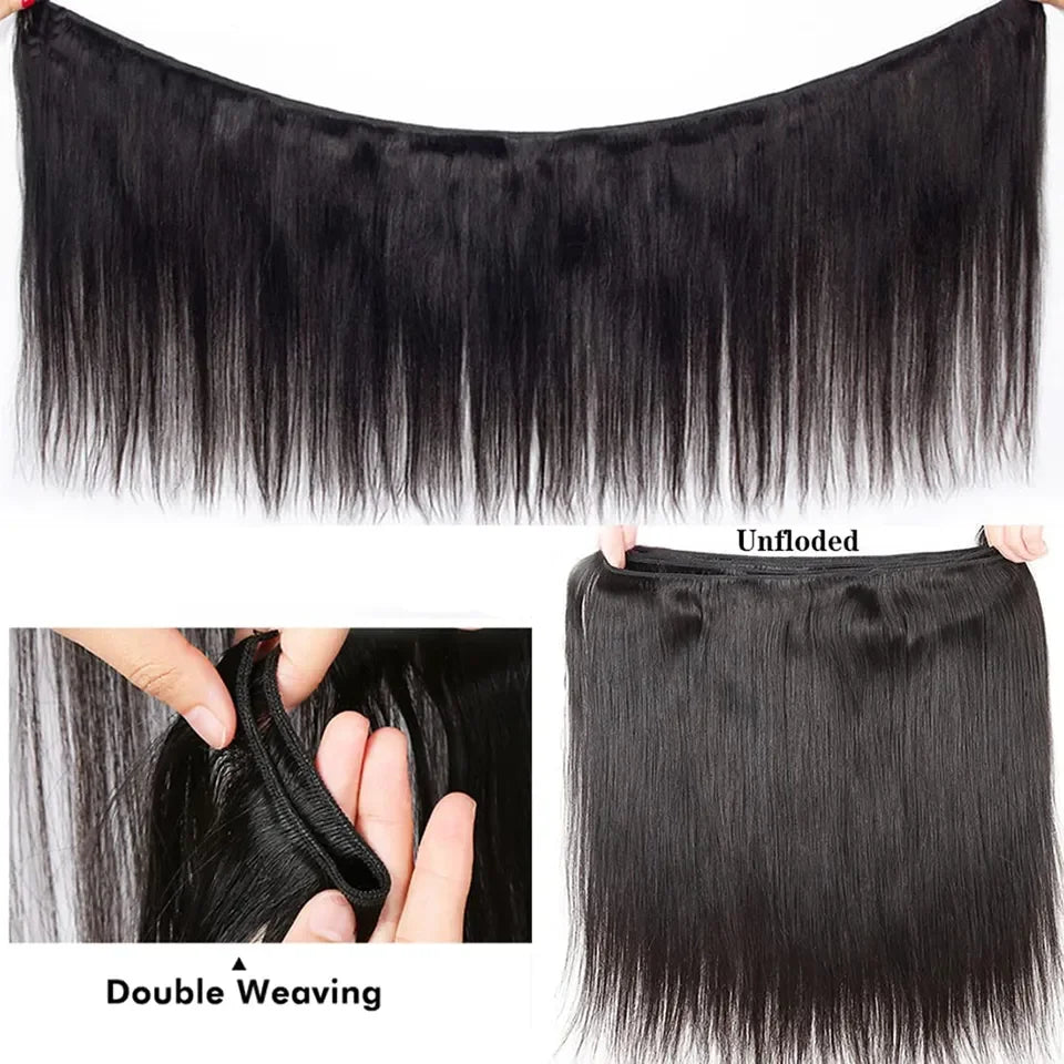 Peruvian Bone Straight Human Hair Bundles Deal Unprocessed Virgin Hair Extensions Long Thick Cheap Brazilian Hair Weave Natural