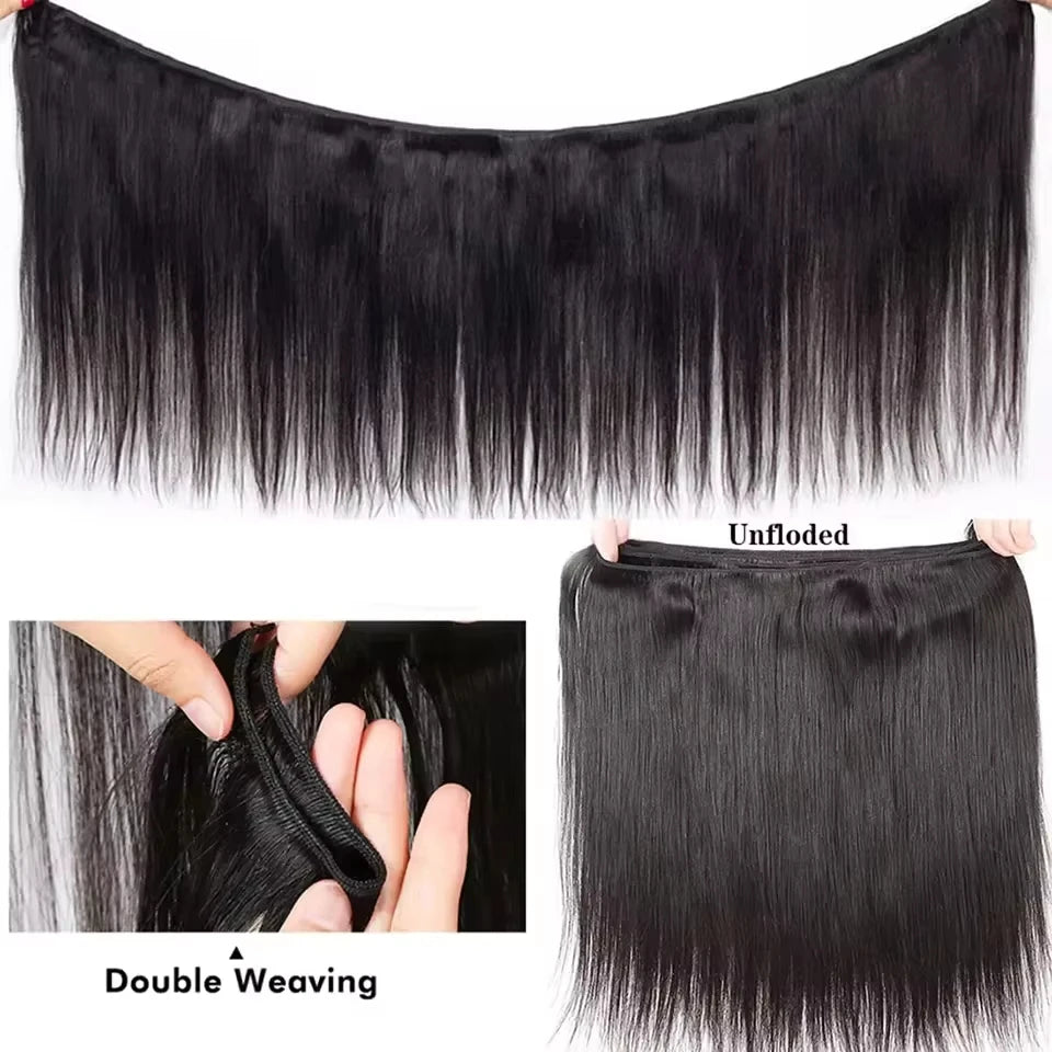 Brazilian Bone Straight Human Hair 3 4 Bundles Raw Virgin Remy Hair Extensions Natural Color Long Hair For Women 30 Inch Hair