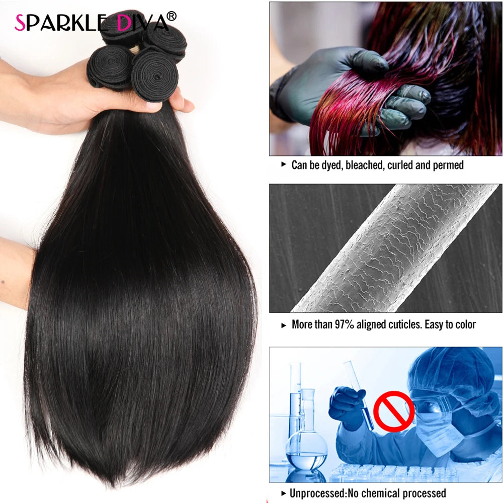 Bone Straight Human Hair Bundles 50G Extensions 100% Black 1/3/4 Pieces 8-30 Inche Brazilian Human Hair Bundle For Women