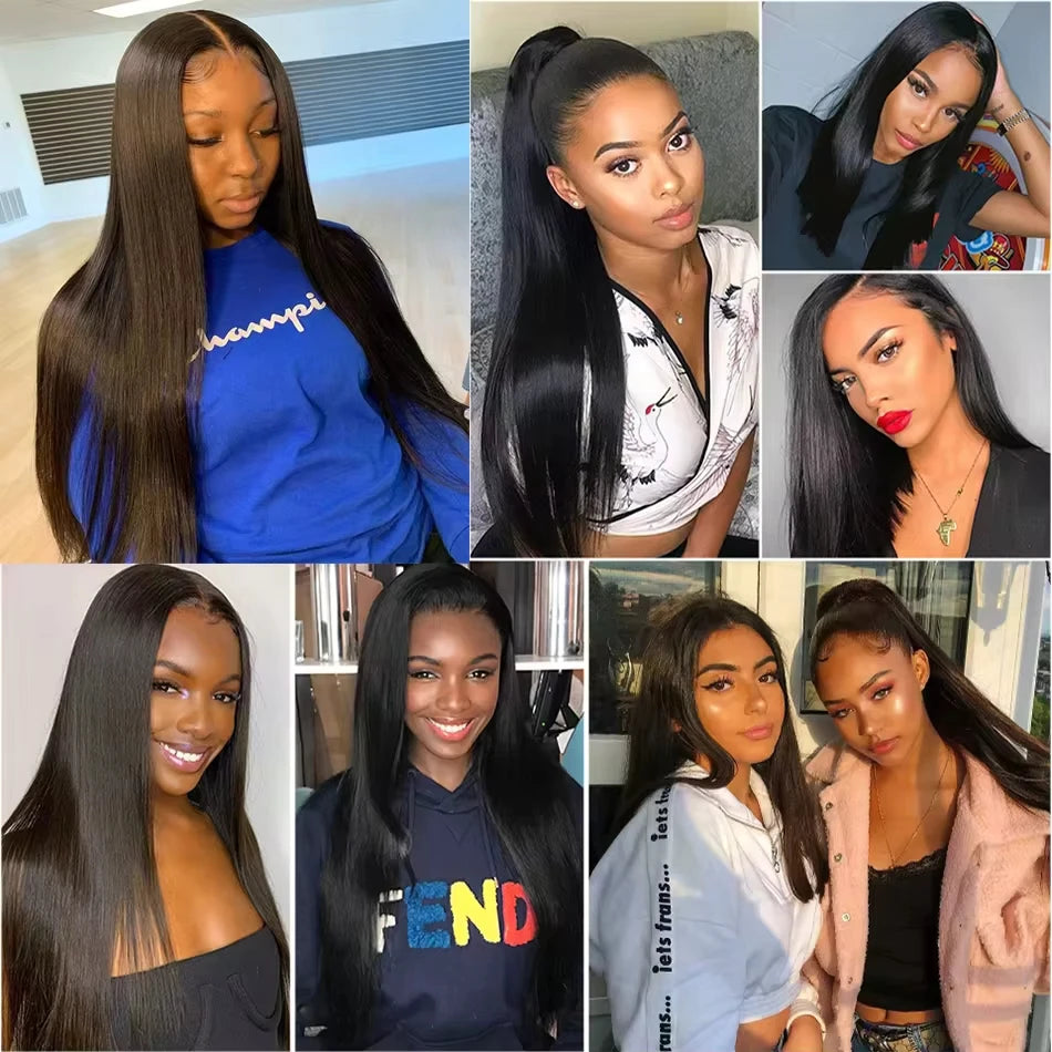 Brazilian Bone Straight Human Hair 3 4 Bundles Raw Virgin Remy Hair Extensions Natural Color Long Hair For Women 30 Inch Hair