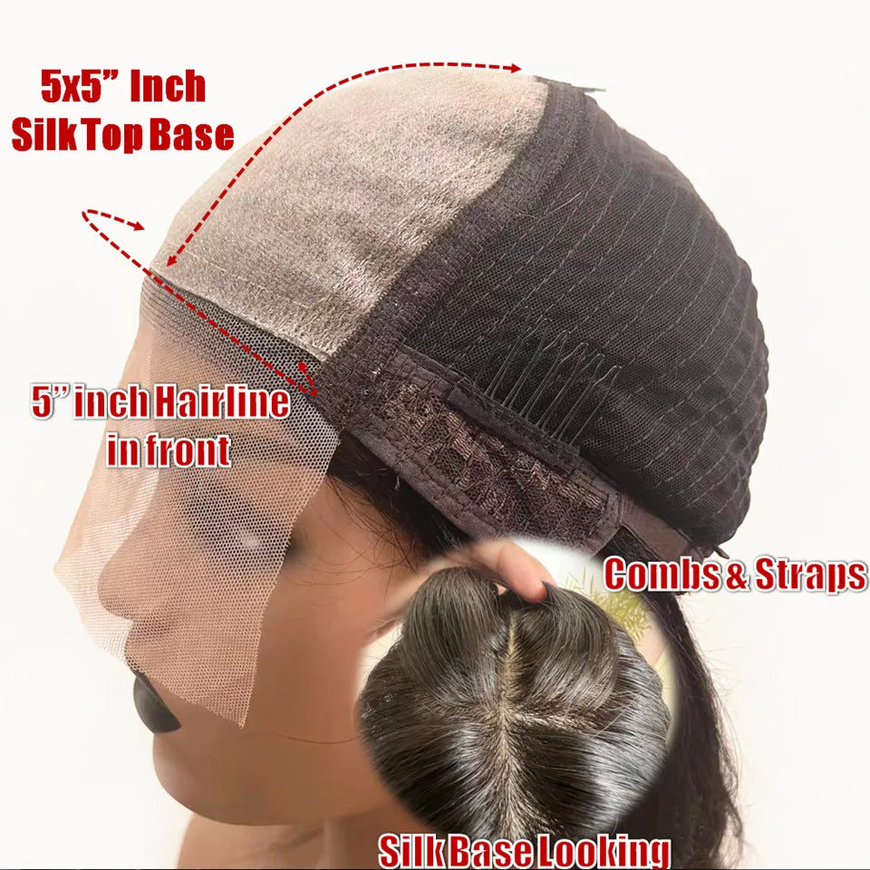 5x5 Silk Top Human Hair Wigs With Bangs Straight Hair Bob Wig 8-18" Natural Black Color Short 13x6 Lace Frontal Human Hair Wigs