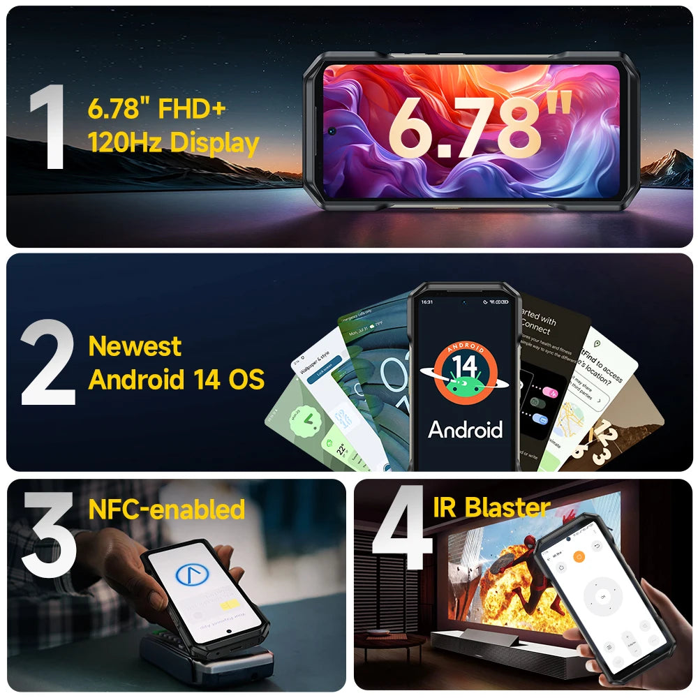 【2024 New】Ulefone Armor 27 Pro 5G Rugged Phone 10600mAh Smartphone Android 14 50MP+64MP Night Vision Cam Up to 24GB+256GB NFC