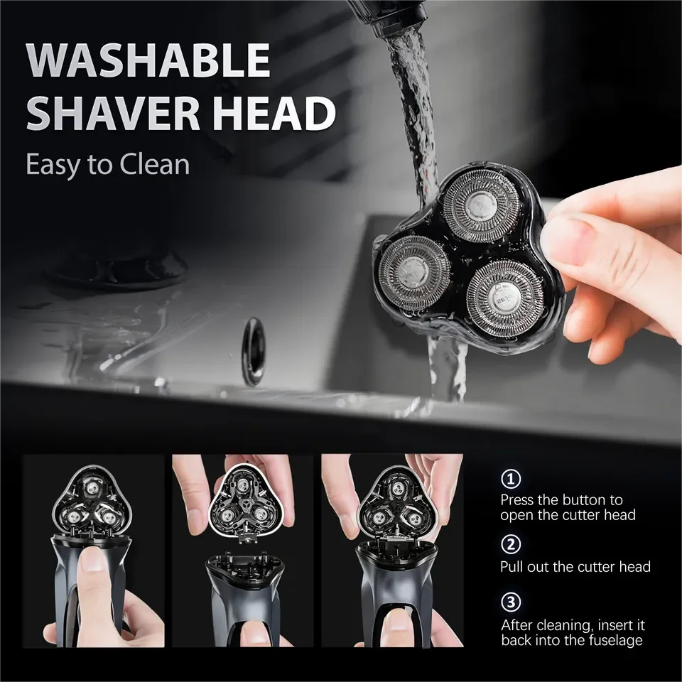 SEJOY Rechargeable Wet & Dry Use Electric Shaver Pop-up Hair Trimmer Rotary Shaving Machine Razor