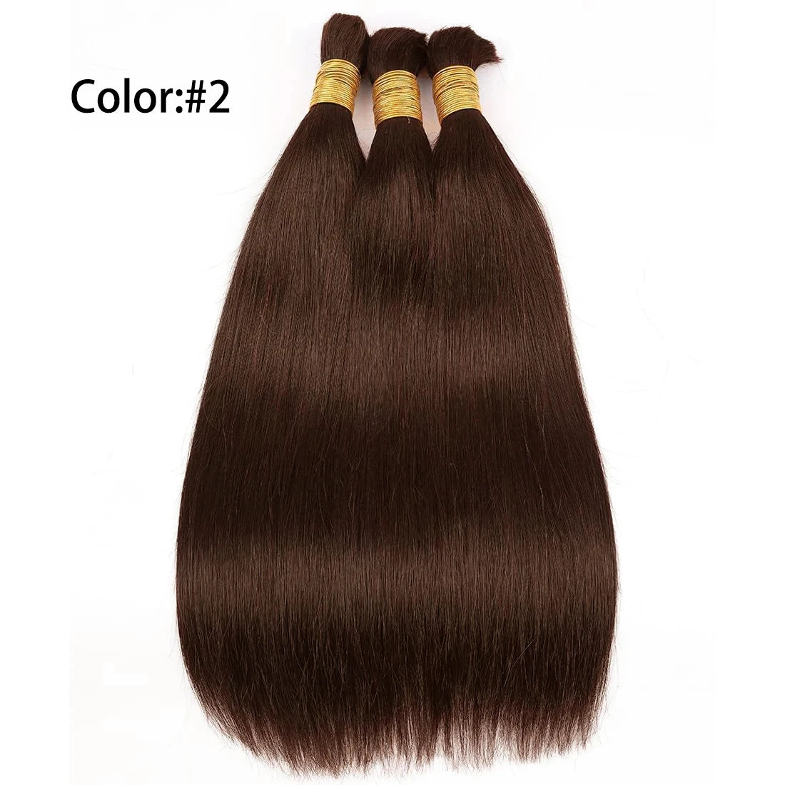 100% Human Hair Bulk For Braiding Bone #2 Straight Bulk Hair 16-26 Inch Dark Brown Hair Bundles No Weft Hair Bulk For Braiding