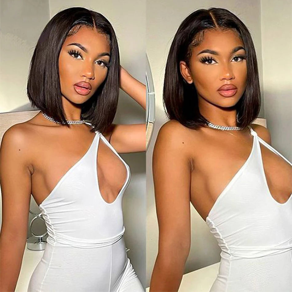 Brazilian Bone Straight Hair Bundles With Frontal Closure 100% Human Hair 3 Bundles With 13X4 Transparent Ear To Ear Lace Front