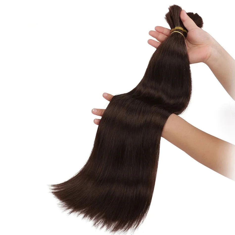 100% Human Hair Bulk For Braiding Bone #2 Straight Bulk Hair 16-26 Inch Dark Brown Hair Bundles No Weft Hair Bulk For Braiding