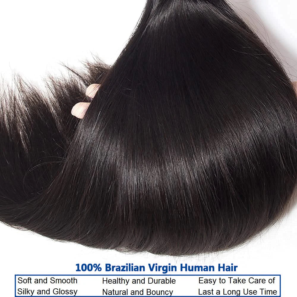 Brazilian Bone Straight Hair Bundles Double Weft Hair Bundles Natural Black 1/3/4 Bundles 100% Human Hair Extensions For Women