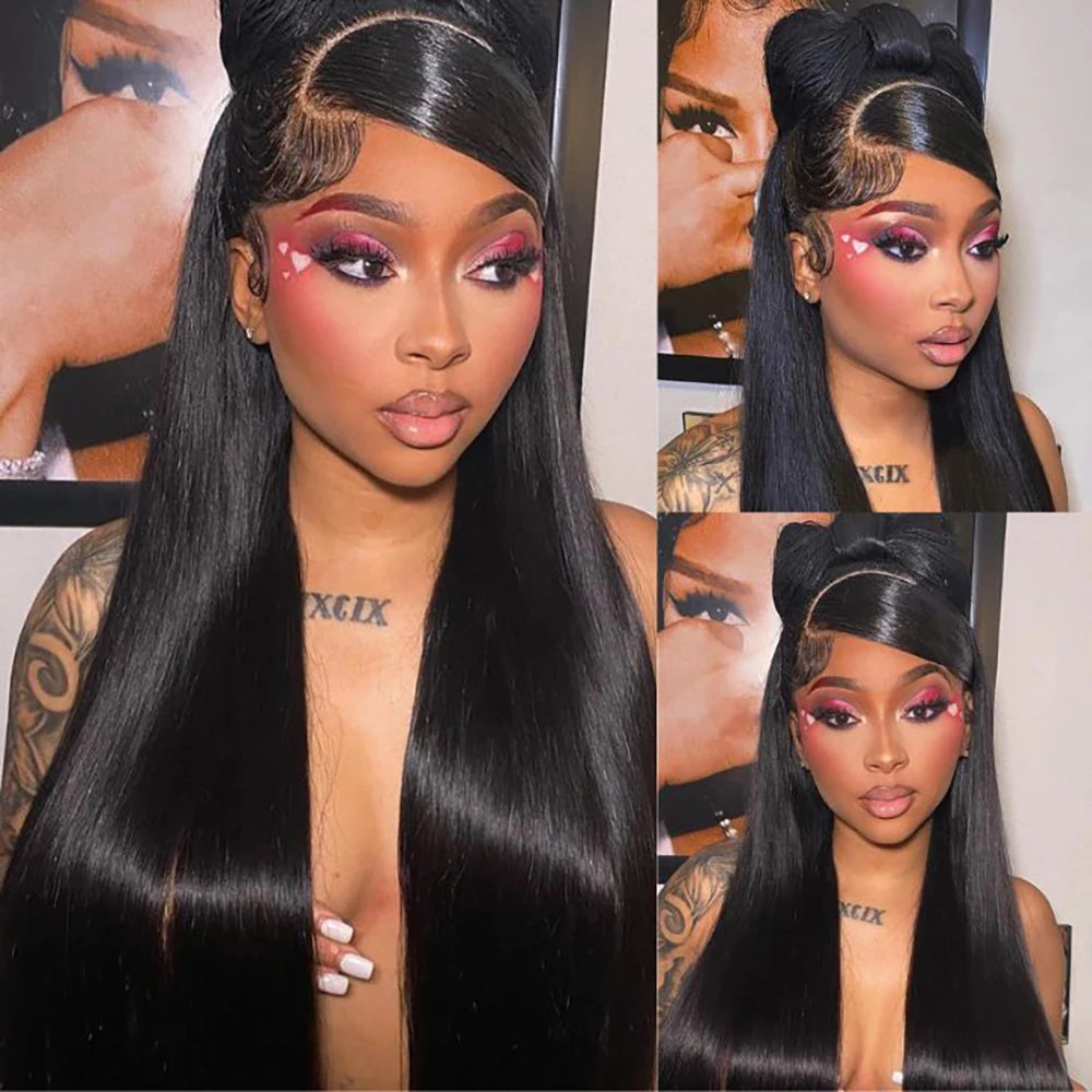 30 Inch 13x6 Lace Front Wigs Human Hair 200 Density Straight HD Lace Front Wigs Pre Plucked Straight Glueless Human Hair Natural